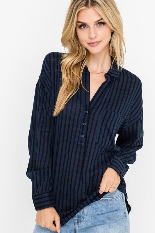 STRIPED  LONG SLLEVES TUNIC