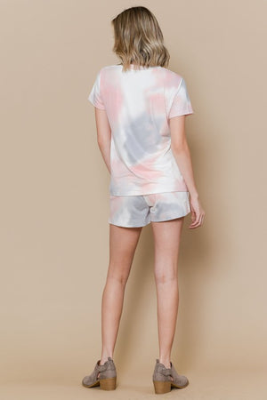 TIE DYE  TOP AND SHORT SET-GRAY-