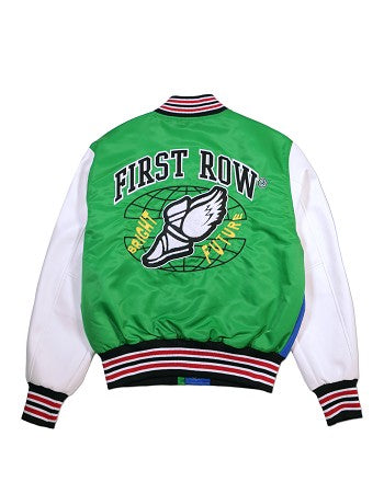 BRIGHT FUTURE GREEN LETTERMAN VARSITY JACKET