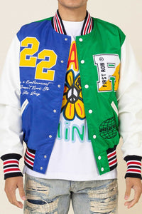 BRIGHT FUTURE GREEN LETTERMAN VARSITY JACKET