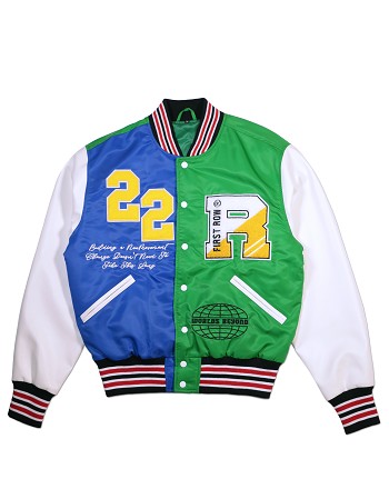 BRIGHT FUTURE GREEN LETTERMAN VARSITY JACKET